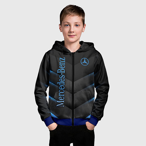 Детская толстовка на молнии Mercedes-Benz / 3D-Синий – фото 3