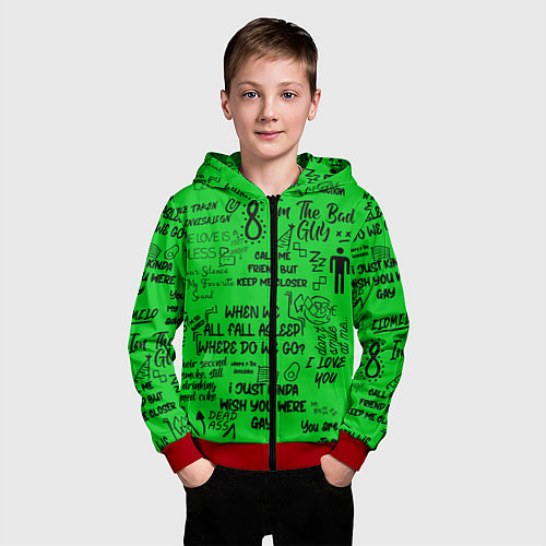 Детская толстовка на молнии GREEN BILLIE EILISH / 3D-Красный – фото 3