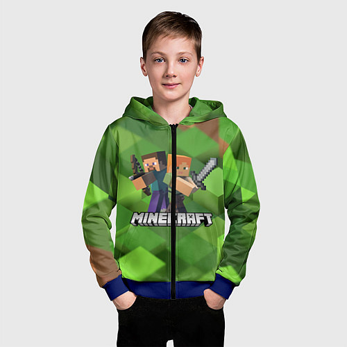 Детская толстовка на молнии MINECRAFT / 3D-Синий – фото 3