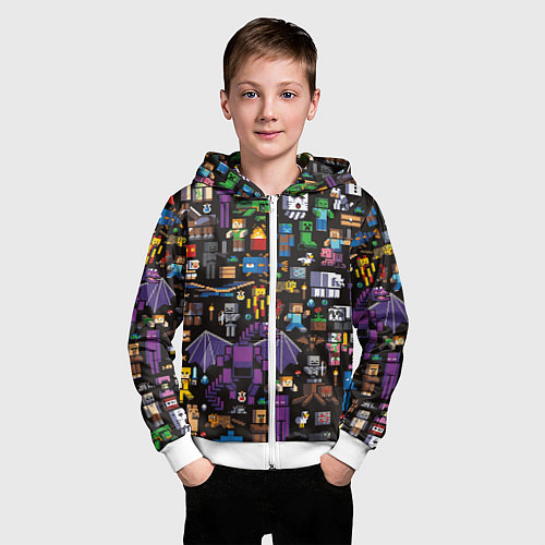 Детская толстовка на молнии MINECRAFT / 3D-Белый – фото 3