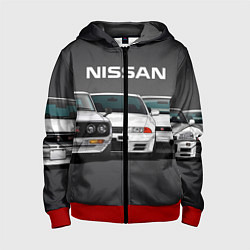 Толстовка на молнии детская NISSAN, цвет: 3D-красный