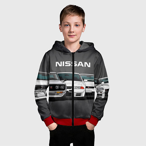 Детская толстовка на молнии NISSAN / 3D-Красный – фото 3