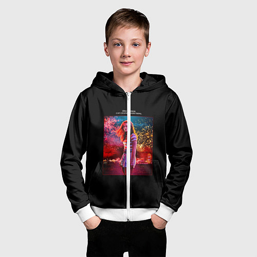 Детская толстовка на молнии Очень странные дела / 3D-Белый – фото 3