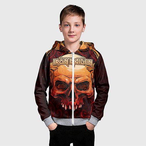 Детская толстовка на молнии Iron Maiden / 3D-Меланж – фото 3