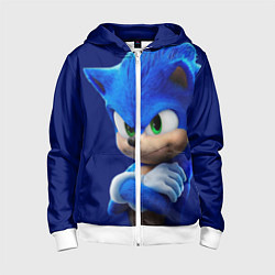 Толстовка на молнии детская SONIC, цвет: 3D-белый
