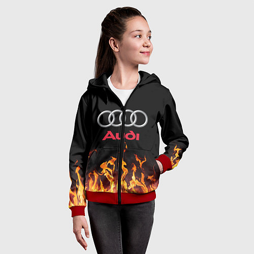 Детская толстовка на молнии AUDI / 3D-Красный – фото 4