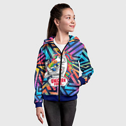 Толстовка на молнии детская Unicorn Power Единорог, цвет: 3D-синий — фото 2