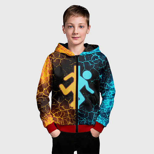 Детская толстовка на молнии PORTAL / 3D-Красный – фото 3