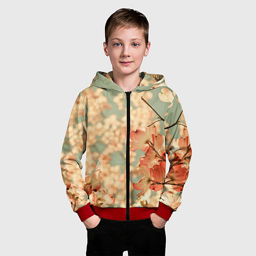 Детская толстовка на молнии Flowers / 3D-Красный – фото 3