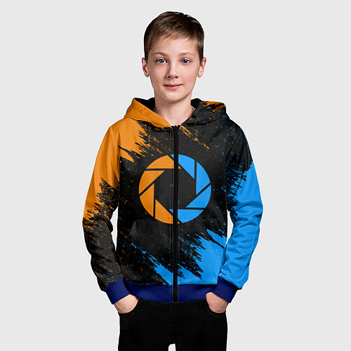 Детская толстовка на молнии PORTAL / 3D-Синий – фото 3