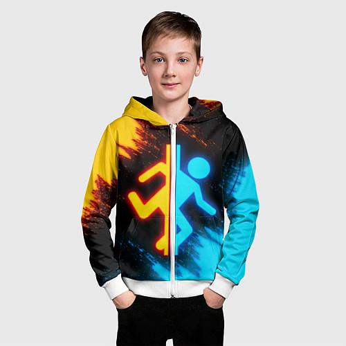 Детская толстовка на молнии PORTAL / 3D-Белый – фото 3