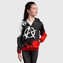 Толстовка на молнии детская АНАРХИЯ, цвет: 3D-красный — фото 2