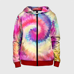 Толстовка на молнии детская Tie Dye vortex, цвет: 3D-красный