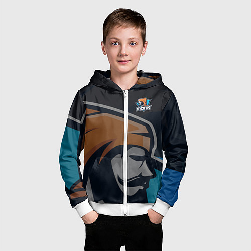 Детская толстовка на молнии Форма Monk / 3D-Белый – фото 3