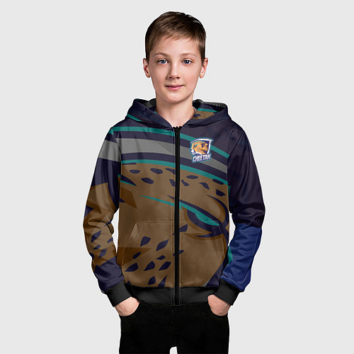 Детская толстовка на молнии Форма Cheetah / 3D-Черный – фото 3