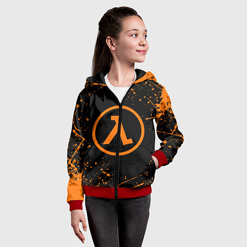 Детская толстовка на молнии HALF-LIFE / 3D-Красный – фото 4