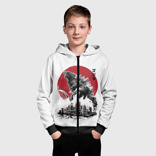 Детская толстовка на молнии GODZILLA / 3D-Черный – фото 3