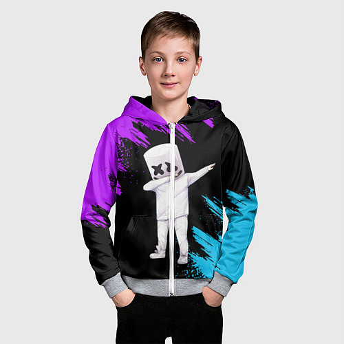 Детская толстовка на молнии Marshmello / 3D-Меланж – фото 3