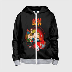 Толстовка на молнии детская ACDC, цвет: 3D-меланж