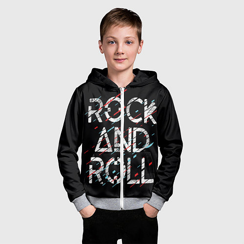 Детская толстовка на молнии Rock And Roll / 3D-Меланж – фото 3