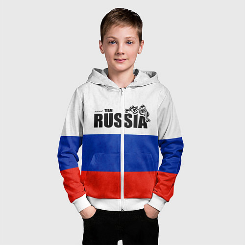 Детская толстовка на молнии Russia / 3D-Белый – фото 3