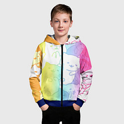 Толстовка на молнии детская Котоколлаж 05, цвет: 3D-синий — фото 2