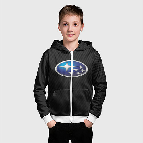 Детская толстовка на молнии SUBARU / 3D-Белый – фото 3