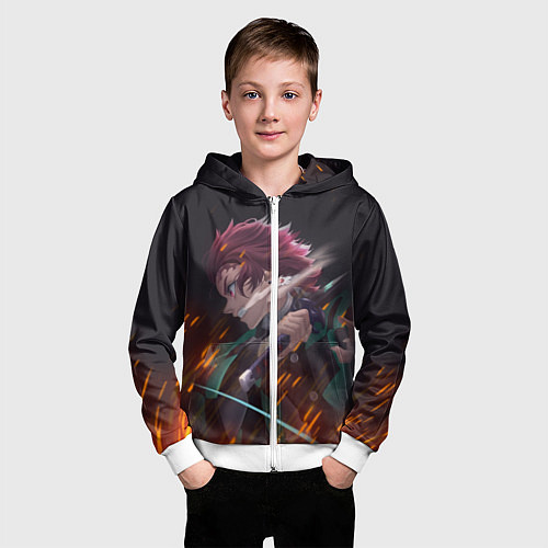 Детская толстовка на молнии KIMETSU NO YAIBA / 3D-Белый – фото 3