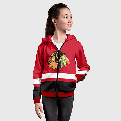 Детская толстовка на молнии Chicago Blackhawks / 3D-Красный – фото 4
