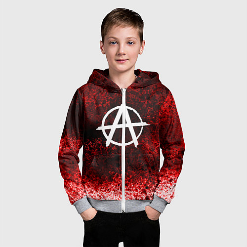 Детская толстовка на молнии АНАРХИЯ / 3D-Меланж – фото 3
