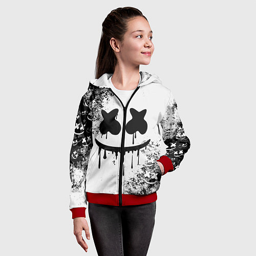 Детская толстовка на молнии Marshmello / 3D-Красный – фото 4