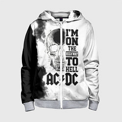 Толстовка на молнии детская I'm on the highway to hell ACDC, цвет: 3D-меланж