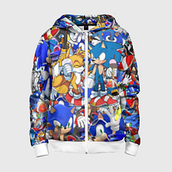 Толстовка на молнии детская SONIC PATTERN, цвет: 3D-белый