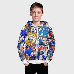 Толстовка на молнии детская SONIC PATTERN, цвет: 3D-белый — фото 2