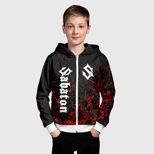 Детская толстовка на молнии SABATON / 3D-Белый – фото 3