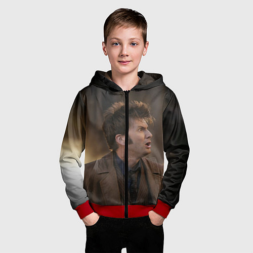 Детская толстовка на молнии 10th DOCTOR WHO / 3D-Красный – фото 3