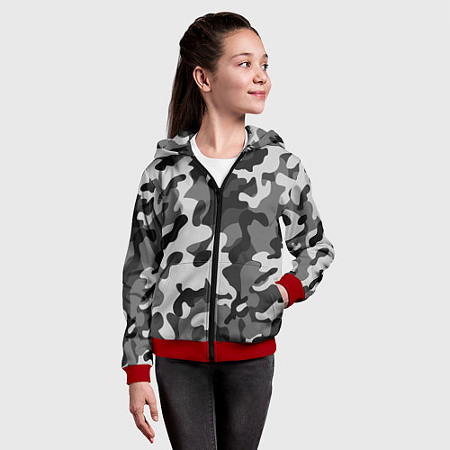 Детская толстовка на молнии ГОРОДСКОЙ КАМУФЛЯЖ / 3D-Красный – фото 4