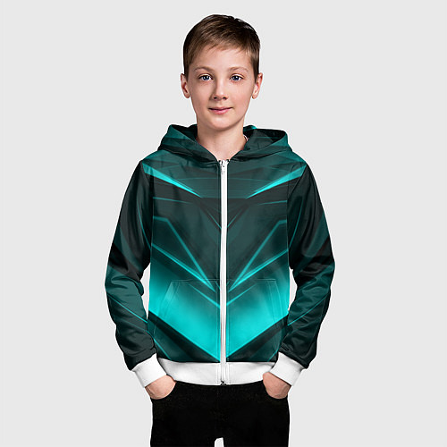 Детская толстовка на молнии NEON GEOMETRY STRIPES / 3D-Белый – фото 3