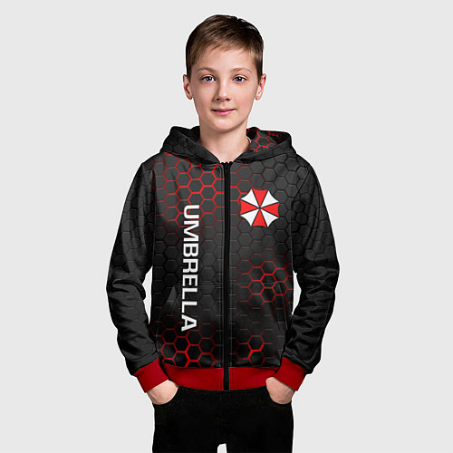 Детская толстовка на молнии UMBRELLA CORP / 3D-Красный – фото 3