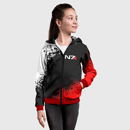 Детская толстовка на молнии MASS EFFECT N7 / 3D-Красный – фото 4