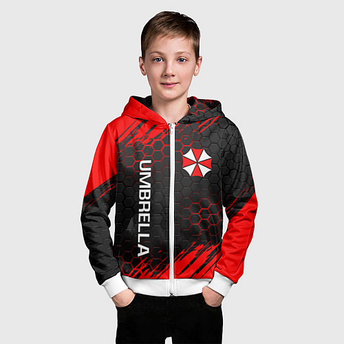 Детская толстовка на молнии UMBRELLA CORP / 3D-Белый – фото 3