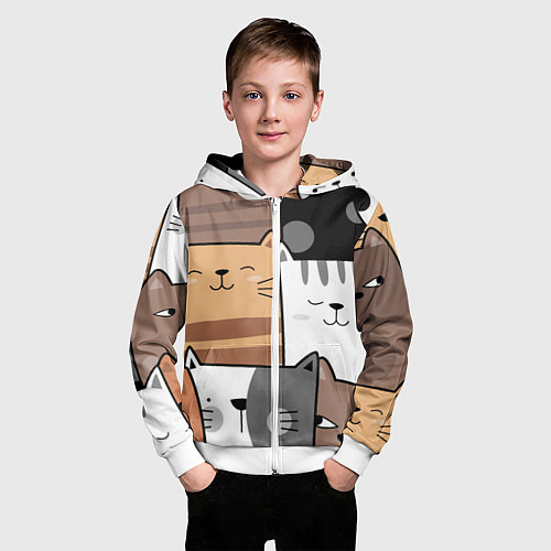 Детская толстовка на молнии Котейки / 3D-Белый – фото 3