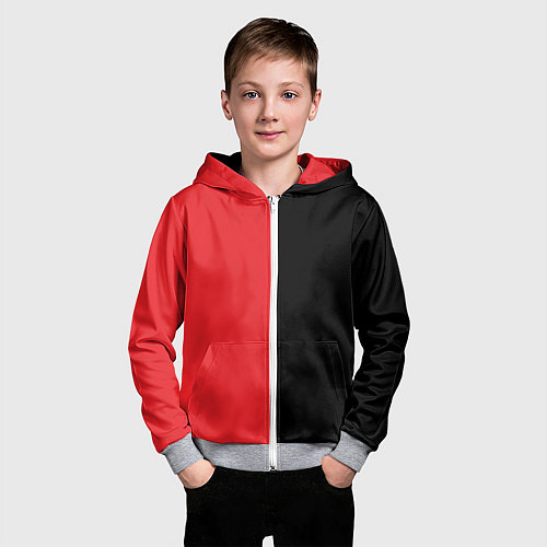 Детская толстовка на молнии BLACK RED / 3D-Меланж – фото 3