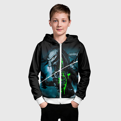 Детская толстовка на молнии PREDATOR / 3D-Белый – фото 3