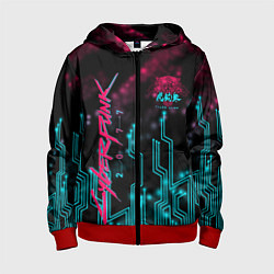 Толстовка на молнии детская CYBERPUNK, цвет: 3D-красный