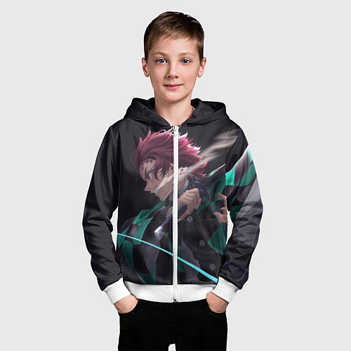 Детская толстовка на молнии KIMETSU NO YAIBA / 3D-Белый – фото 3