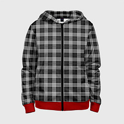 Толстовка на молнии детская Шотландка, цвет: 3D-красный