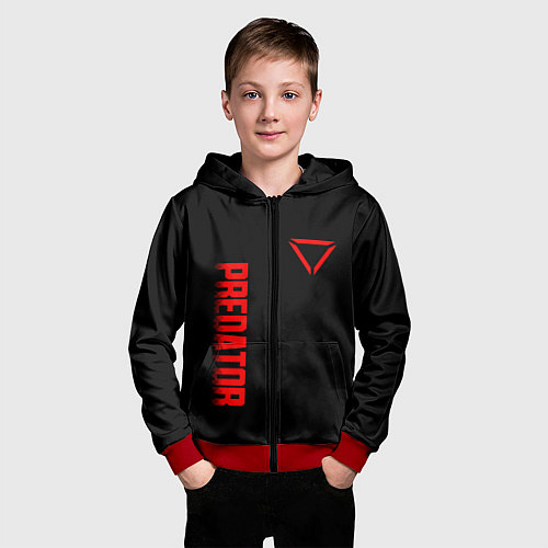 Детская толстовка на молнии PREDATOR / 3D-Красный – фото 3