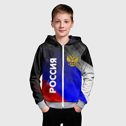 Толстовка на молнии детская РОССИЯ, цвет: 3D-меланж — фото 2