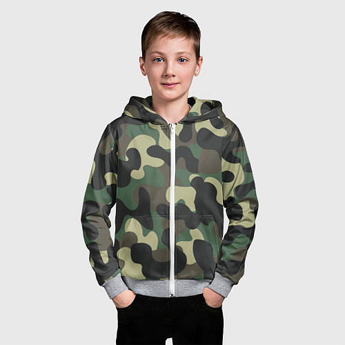 Детская толстовка на молнии КАМУФЛЯЖ / 3D-Меланж – фото 3